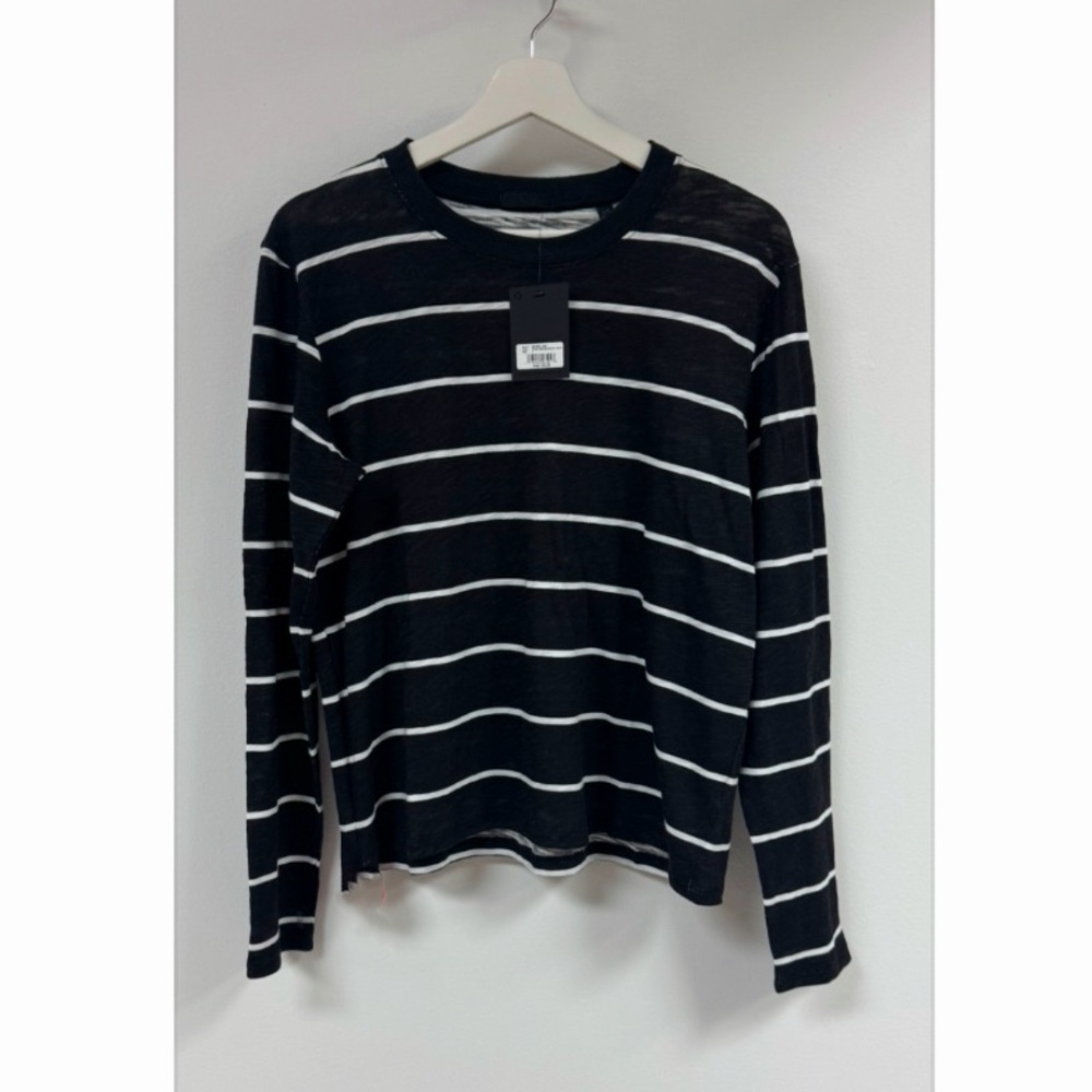 ATM Slub Jersey Long Sleeve Shirt in Black Stripe.